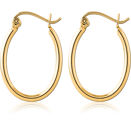 GOLD PVD COATED SURGICAL STEEL HOOP EARRINGS CLASSIC WIRE PAIR