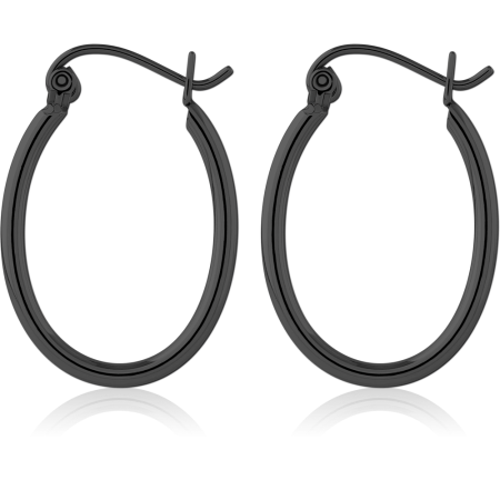 HEMETITE PVD COATED SURGICAL STEEL WIRE HOOP EARRINGS