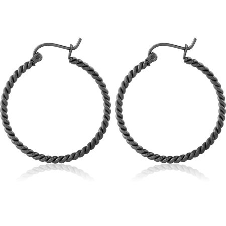 HEMETITE PVD COATED  SURGICAL STEEL TWISTED WIRE EARRINGS