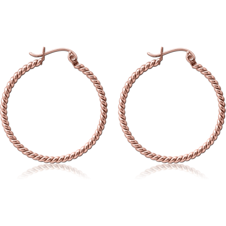 ROSE GOLD PVD COATED SURGICAL STEEL TWISTED WIRE EARRINGS