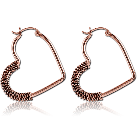 ROSE GOLD PVD COATED SURGICAL STEEL WIRE HOOP EARRINGS