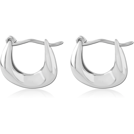 STERLING SILVER 925 CURVED TAPERED HOOP EARRINGS POLISHED