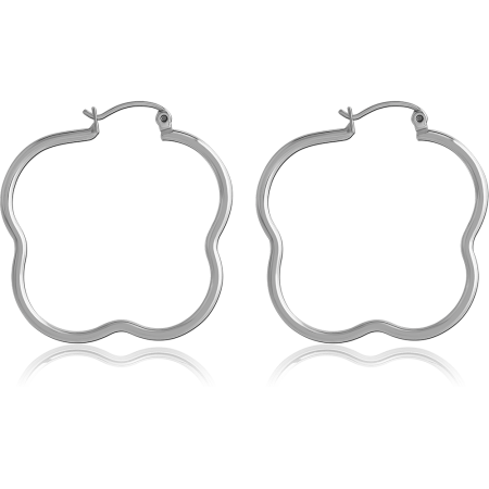 SURGICAL STEEL WIRE HOOP EARRINGS - FLOWER