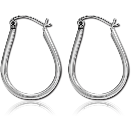 316L SURGICAL STEEL HOOP EARRINGS TEARDROP OPEN OUTLINE WIRE SHAPE