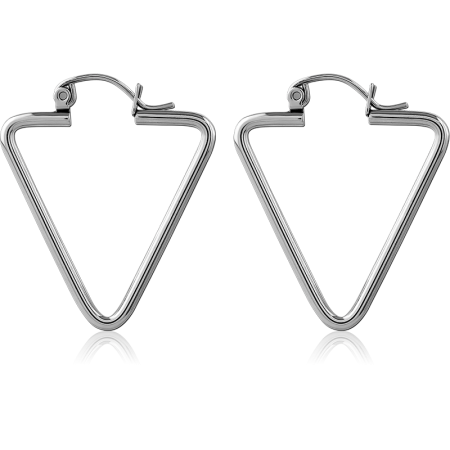 316L SURGICAL STEEL TRIANGLE HOOP EARRINGS GEOMETRIC OPEN FRAME DESIGN POLISHED FINISH