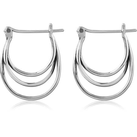 316L SURGICAL STEEL HOOP EARRINGS DOUBLE LAYERED HOOPS POLISHED FINISH