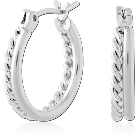 316L SURGICAL STEEL HOOP EARRINGS ROPE TWIST SMOOTH BAND DESIGN