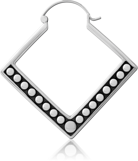 316L SURGICAL STEEL HOOP EARRING DIAMOND FRAME WITH RAISED STUD DETAILING