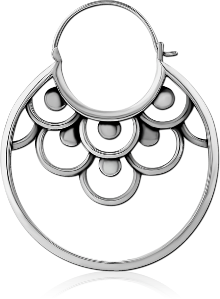 316L SURGICAL STEEL HOOP EARRING LAYERED SCALLOP CUTOUT DESIGN POLISHED FINISH