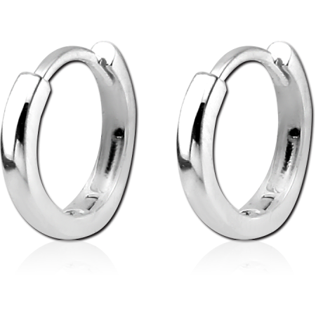 STERLING SILVER 925 HUGGIE HOOP EARRINGS POLISHED SMOOTH FINISH HINGED DESIGN