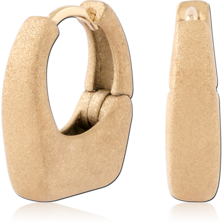 GOLD PVD 18K COATED SURGICAL STEEL HUGGIE EARRINGS MATTE TAPERED HOOP