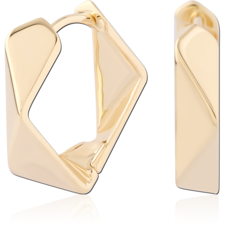 316L GOLD PVD 18K COATED SURGICAL STEEL HUGGIES GEOMETRIC FOLDED HOOP PAIR