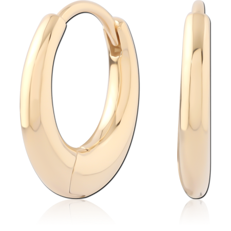 316L GOLD PVD 18K COATED SURGICAL STEEL HUGGIES CHUNKY OVAL HOOP PAIR