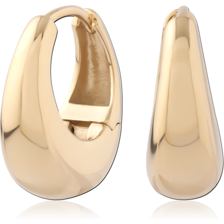 316L GOLD PVD 18K COATED SURGICAL STEEL HUGGIES CHUNKY TEARDROP HOOP PAIR