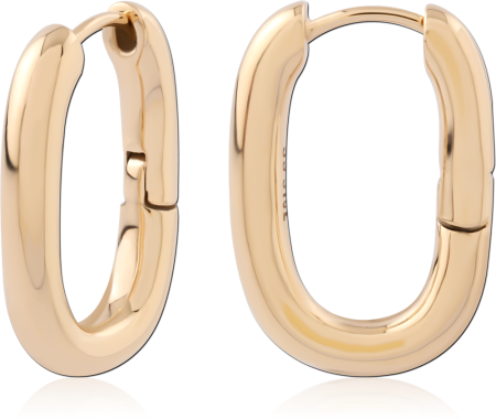 316L GOLD PVD 18K COATED SURGICAL STEEL HUGGIES ROUNDED RECTANGLE HOOP PAIR