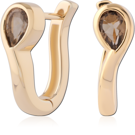 GOLD PLATED 18K STERLING SILVER 925 HUGGIES TEARDROP GEM BEZEL