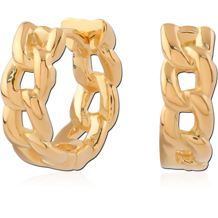 GOLD PLATED 18K STERLING SILVER 925 HUGGIES CHAIN LINK DESIGN