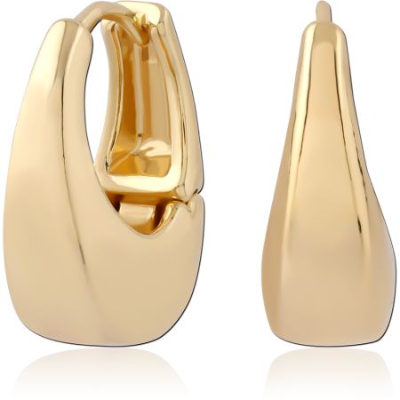 GOLD PLATED 18K STERLING SILVER 925 HUGGIES SCULPTED TEARDROP DESIGN