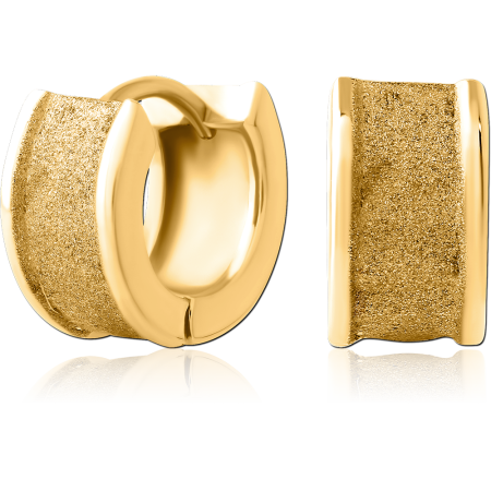 GOLD PVD COATED SURGICAL STEEL HUGGIES PAIR SANDBLASTED CENTER