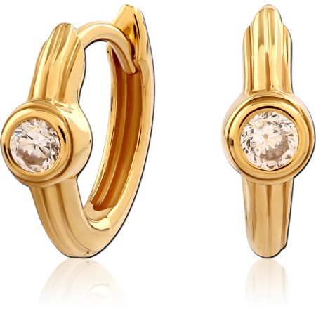 STERLING SILVER 925 GOLD PLATED JEWELED HUGGIES PAIR