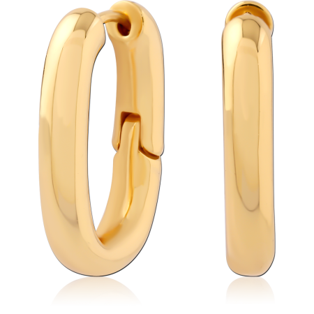 GOLD PLATED STERLING SILVER 925 HUGGIES PLAIN POLISHED OVAL HOOP