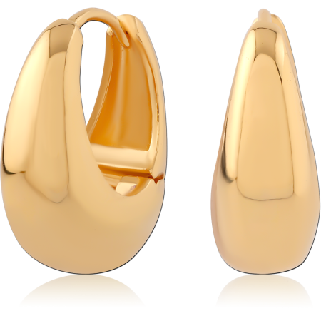 GOLD PLATED STERLING SILVER 925 HUGGIES CHUNKY TAPERED TEARDROP HOOP