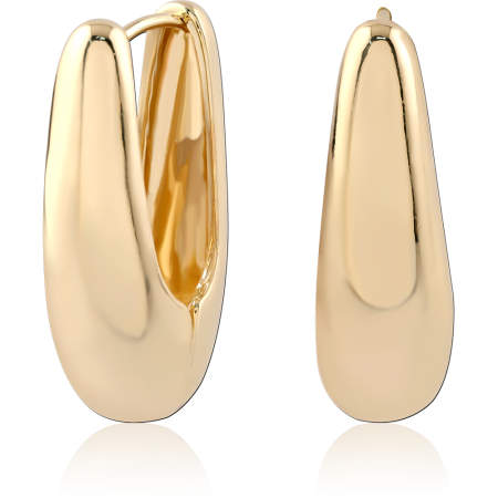 GOLD PLATED STERLING SILVER 925 HUGGIE EARRINGS WIDE TAPERED TEARDROP DESIGN