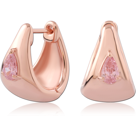 ROSE GOLD PLATED STERLING SILVER 925 HUGGIES PEAR CUT PINK GEM