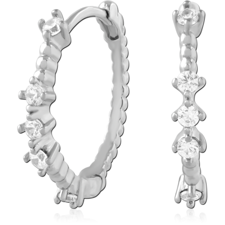 STERLING SILVER 925 HUGGIES EARRINGS GRADUATED PRONG SET FRONT CLEAR GEMS