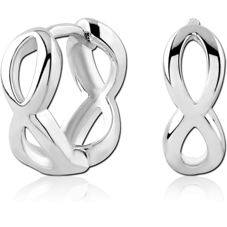 STERLING SILVER 925 HUGGIES EARRINGS OPENWORK INFINITY FIGURE EIGHT HOOP DESIGN