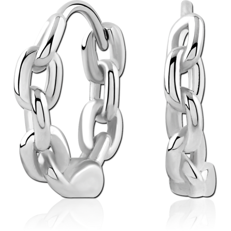 STERLING SILVER 925 HUGGIES EARRINGS POLISHED OPEN CHAIN LINK HOOP DESIGN