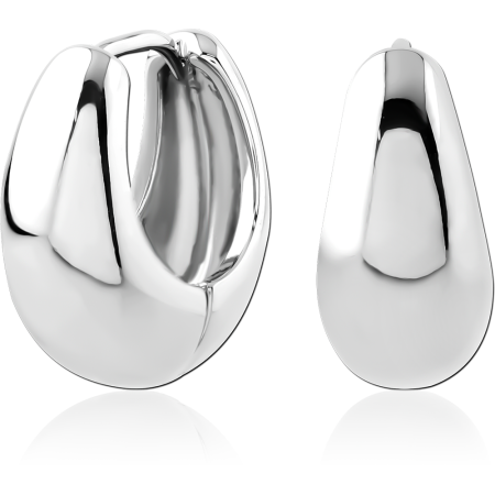 STERLING SILVER 925 HUGGIES EARRINGS THICK TAPERED DOME CHUNKY HOOP DESIGN STYLE