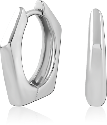 STERLING SILVER 925 HUGGIES EARRINGS GEOMETRIC SQUARE HOOP ANGULAR PROFILE DESIGN STYLE