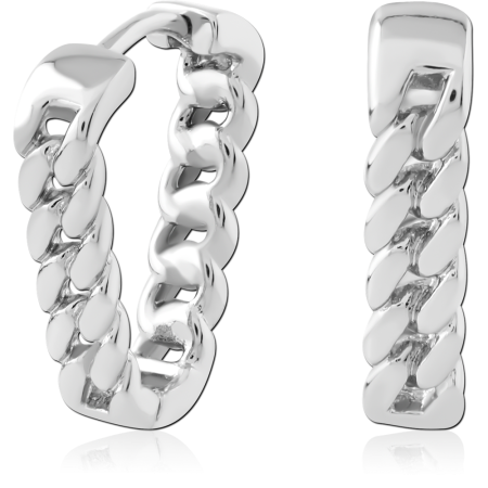 STERLING SILVER 925 HINGED HUGGIES CURB CHAIN LINK HOOP POLISHED FINISH