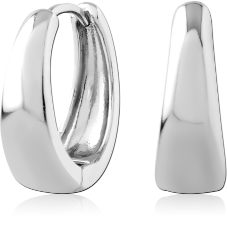 STERLING SILVER 925 HUGGIE EARRINGS SMOOTH TAPERED WEDGE SHAPE MINIMALIST DESIGN