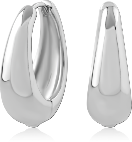 STERLING SILVER 925 HUGGIE EARRINGS CHUNKY TEARDROP DOMED SMOOTH MINIMALIST DESIGN