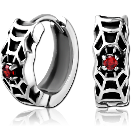 SURGICAL STEEL JEWELED HUGGIES PAIR - COBWEB