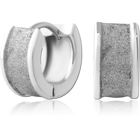 316L SURGICAL STEEL HUGGIE EARRINGS PAIR SANDBLASTED CENTER WITH POLISHED EDGES