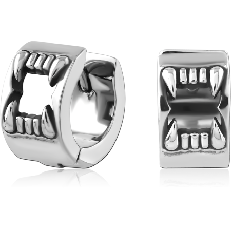 316L SURGICAL STEEL HUGGIES HINGED HOOP OPEN BITE DESIGN WITH RAISED FANGS