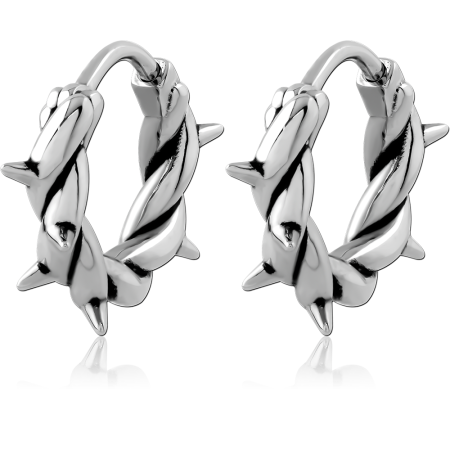 316L SURGICAL STEEL HUGGIE EARRINGS BARBED WIRE TWIST