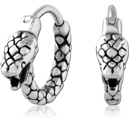 316L SURGICAL STEEL HUGGIE EARRINGS SNAKE HEAD SCALES