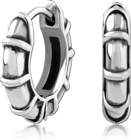 316L SURGICAL STEEL HUGGIE EARRINGS BAMBOO SEGMENTS
