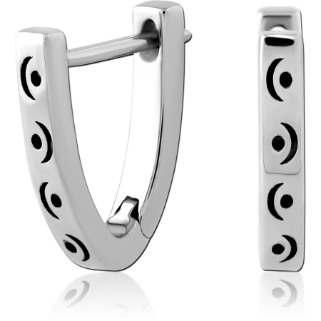 316L SURGICAL STEEL HUGGIE EARRINGS MOON PHASE CUTOUT