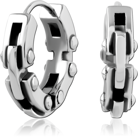 316L SURGICAL STEEL HUGGIE EARRINGS CHAIN LINK RIVETS