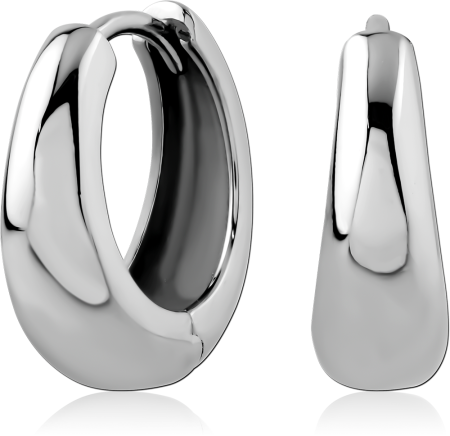316L SURGICAL STEEL HUGGIE EARRINGS CHUNKY TAPERED OVAL