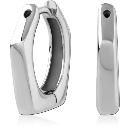 316L SURGICAL STEEL HUGGIE EARRINGS ANGULAR RECTANGLE