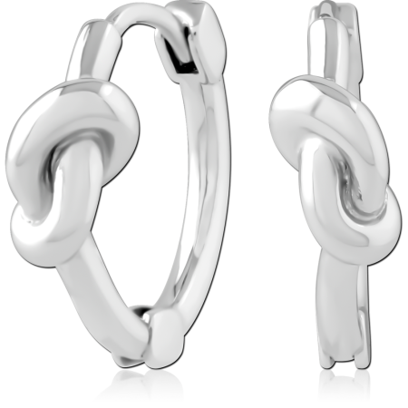 316L SURGICAL STEEL HUGGIES HINGED HOOP KNOT TWIST POLISHED DESIGN PAIR