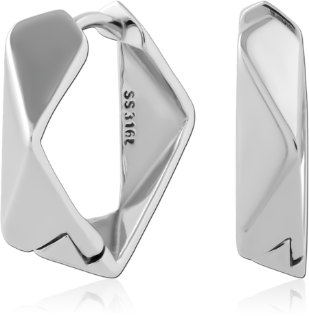 316L SURGICAL STEEL HUGGIES GEOMETRIC FACETED ANGLED SCULPTED SHAPE POLISHED