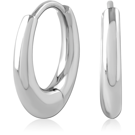 316L SURGICAL STEEL HUGGIES ELONGATED OVAL HOOP SMOOTH POLISHED FINISH