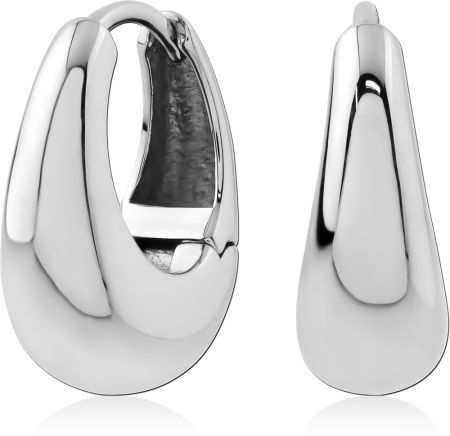 316L SURGICAL STEEL HUGGIES WIDE TEARDROP HOOP SMOOTH POLISHED FINISH